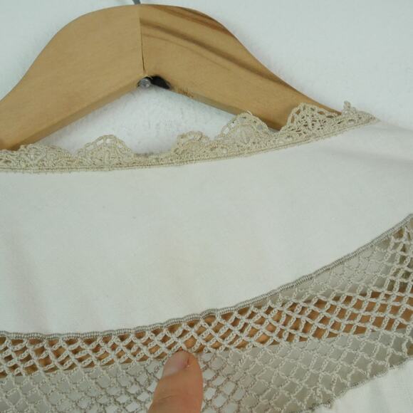 Embroidered Lace Kimono Topper Shabby Chic Artsy Romantic Linen ? Boho Coastal - Picture 14 of 15